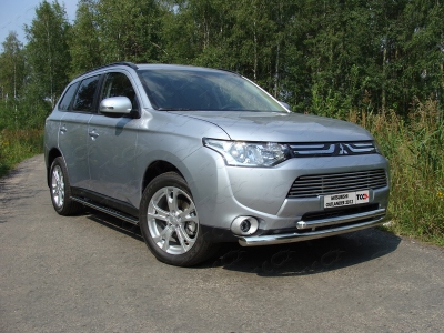 Накладка решётки радиатора верхняя 12 мм ТСС для Mitsubishi Outlander 2012-2014